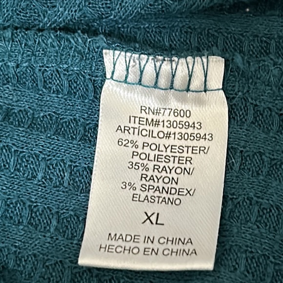 Chaser long Sleeves Tops Women’s Size XL waffle knit thermal button cuff - Picture 8 of 10